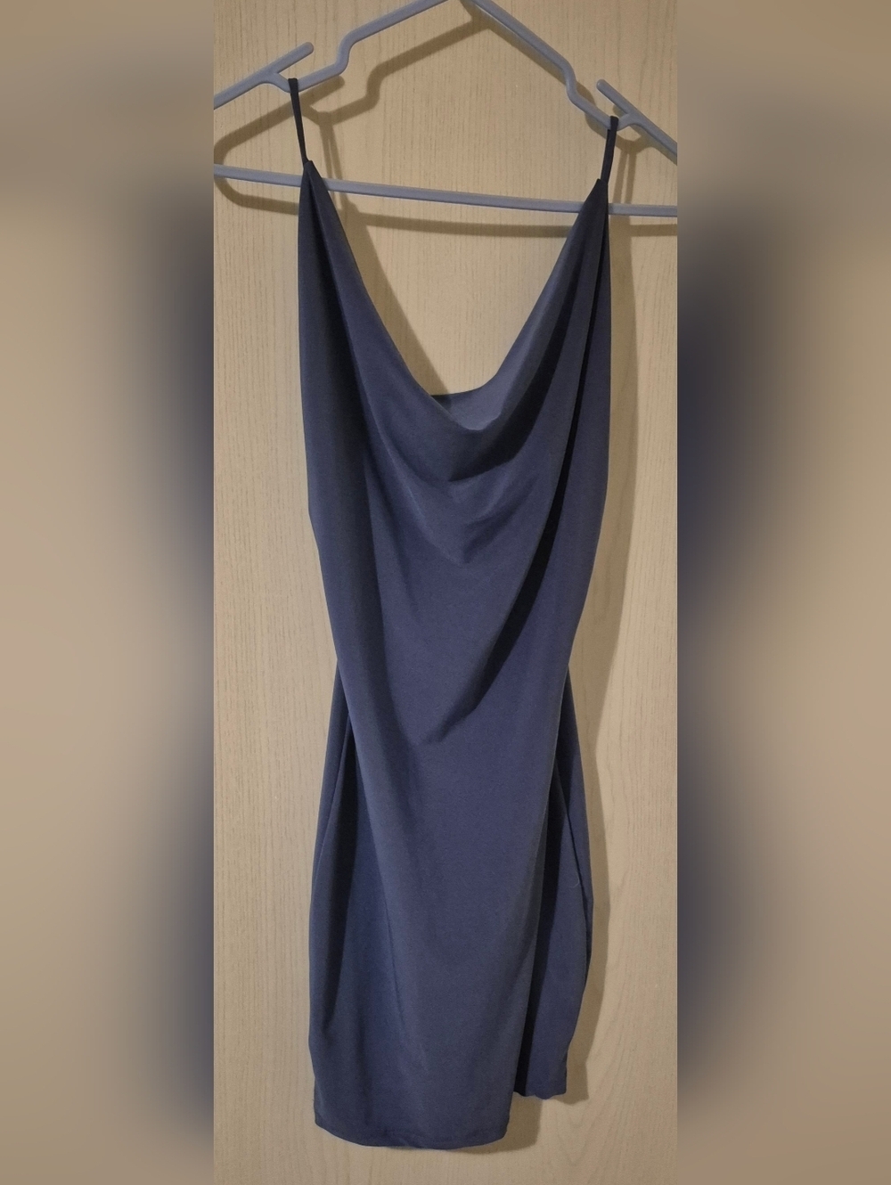 Day & Night Slate Blue Cowl Neck Mini Dress (S)